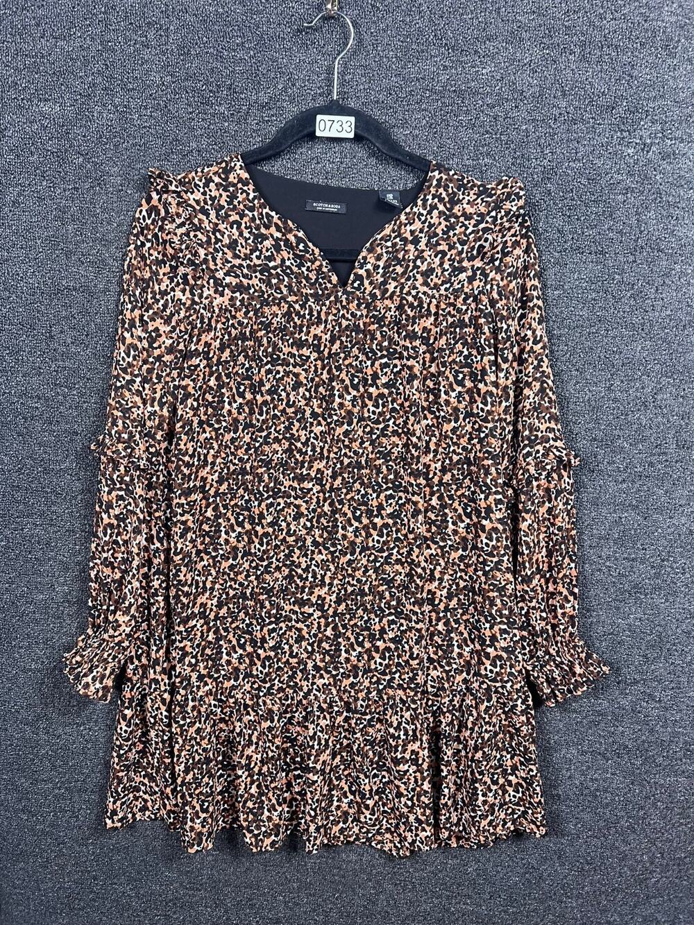 Scotch & Soda Girls Midi Dress Size 12/152 Brown Floral Tiered  Long Sleeve